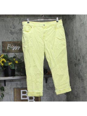 Style & Co. Womens Curvy Cuffed Capri Jeans Distressed Sunbeam Yellow 16